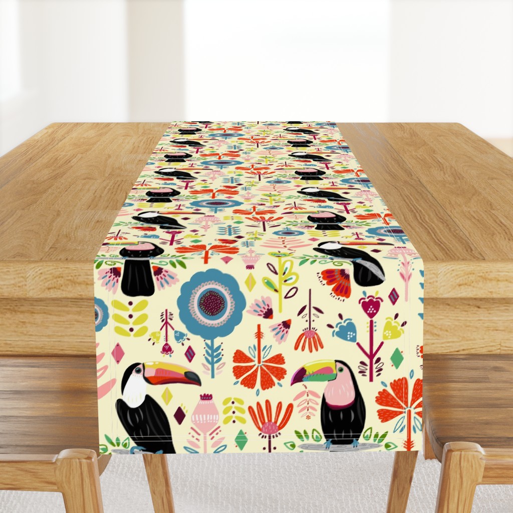 Colorful Scandinavian Toucans On Cream (Large version)