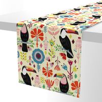 Colorful Scandinavian Toucans On Cream (Large version)