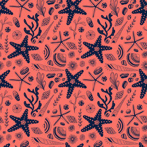 Sea shells  living coral background