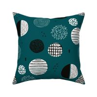 Stars and planets in the universe sparkle night little moon teal
