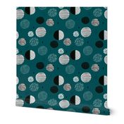 Stars and planets in the universe sparkle night little moon teal