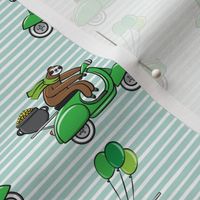 Scooter Sloths  - St Patrick's Day - Mint Stripes