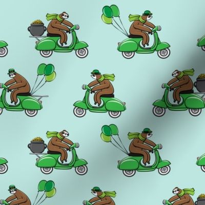 Scooter Sloths  - St Patrick's Day - Dark Mint