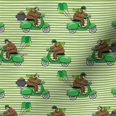 Scooter Sloths  - St Patrick's Day - Green Stripes