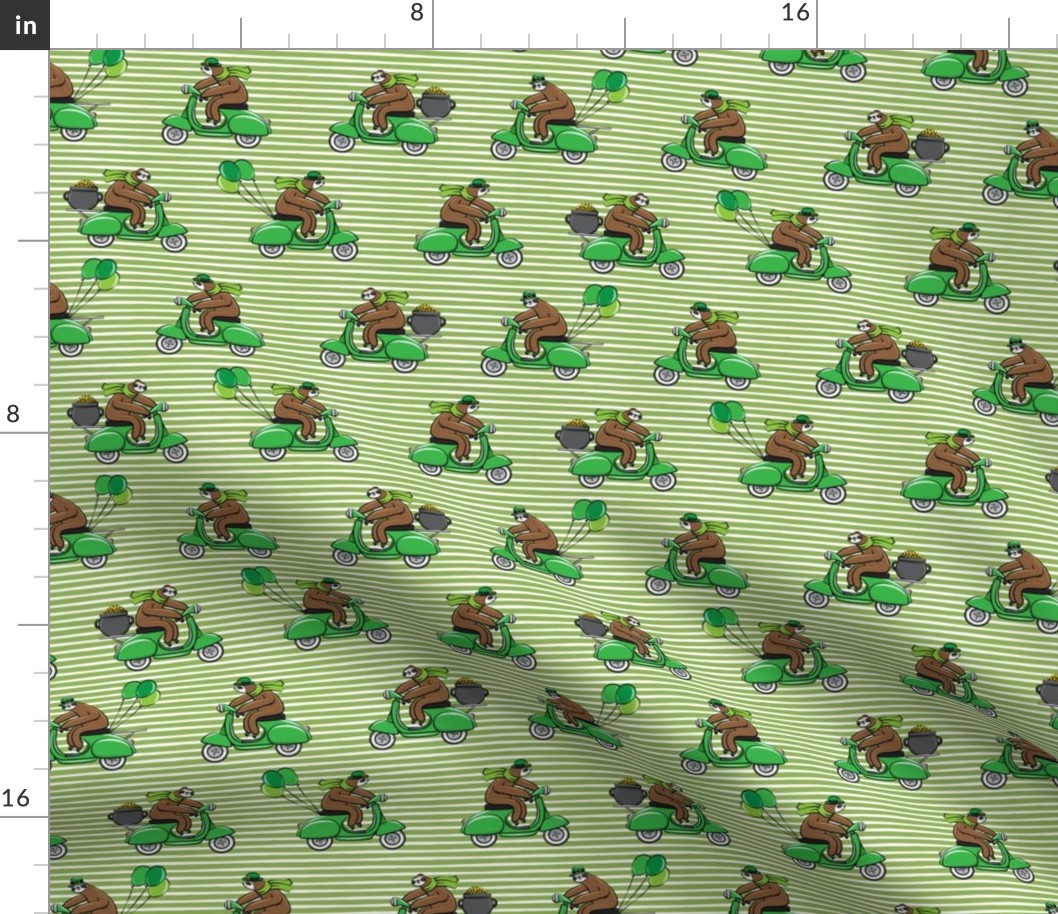 Scooter Sloths  - St Patrick's Day - Green Stripes