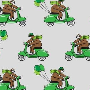 Scooter Sloths  - St Patrick's Day - Grey