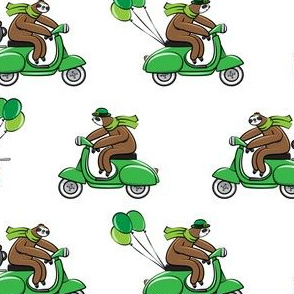 Scooter Sloths  - St Patrick's Day - White