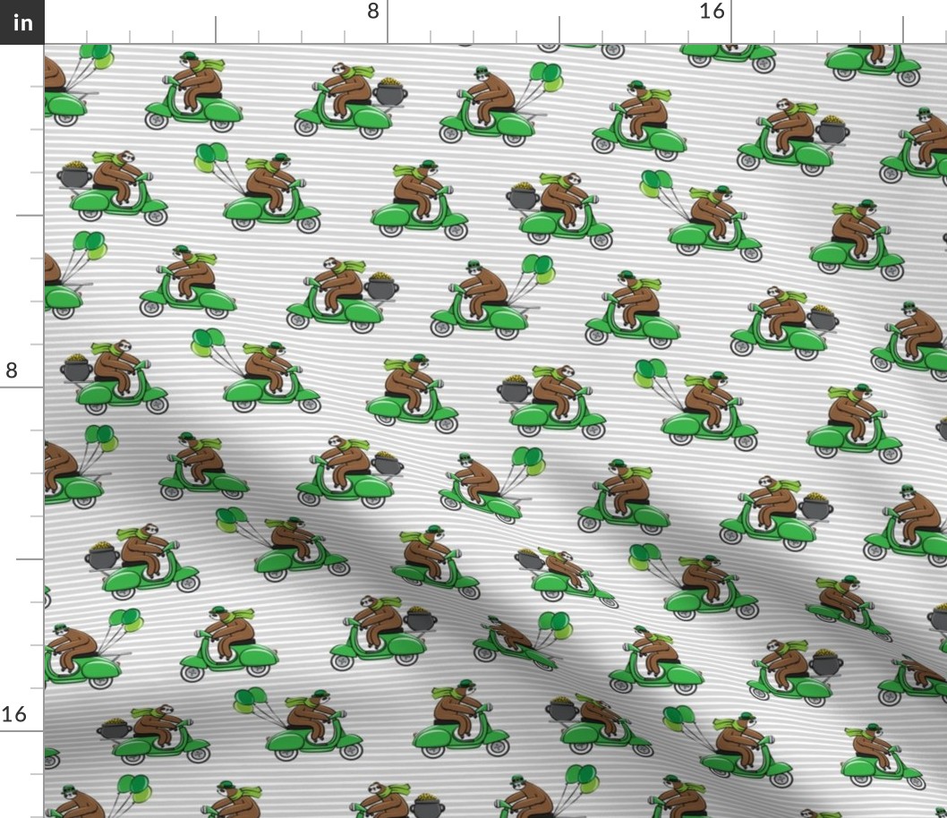 Scooter Sloths  - St Patrick's Day - Grey Stripes