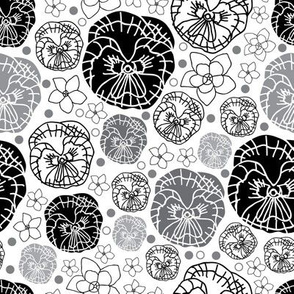 Pansy and Plumeria-Flowers in Bloom seamless repeat pattern 