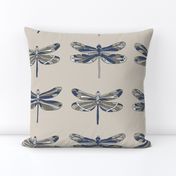 Sapphire Blue Dragonflies on beige