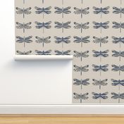 Sapphire Blue Dragonflies on beige