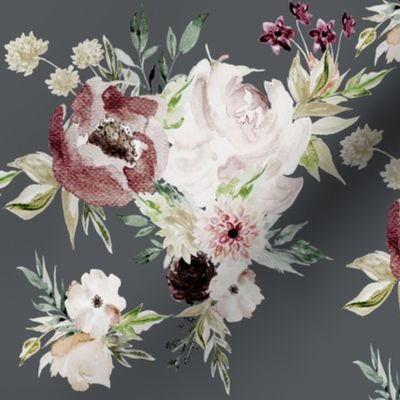 Velvet Cream Valentine Florals // Abbey Charcoal