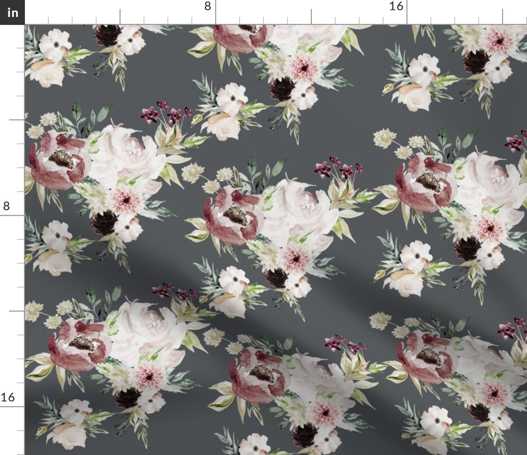 Velvet Cream Valentine Florals // Abbey Charcoal