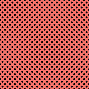 polka dot black on coral 1x1