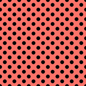 polka dot black on coral 2x2