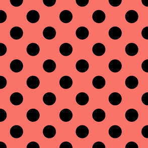 polka dot black on coral 4x4