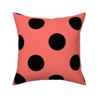 polka dot black on coral 6x6