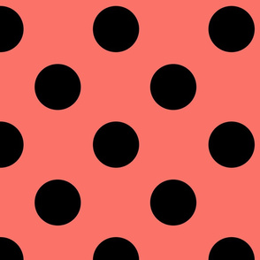 polka dot black on coral 6x6
