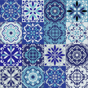 Moroccan Ceramic tiles in bule. Blue portuges tiles