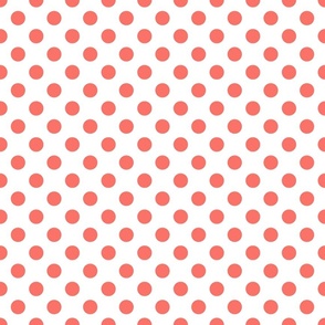 polka dot coral on white 2x2