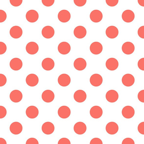 polka dot coral on white 4x4