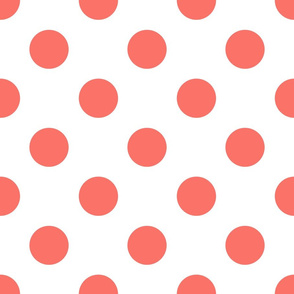 polka dot coral on white 6x6