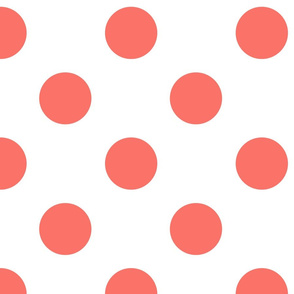polka dot coral on white 8x8