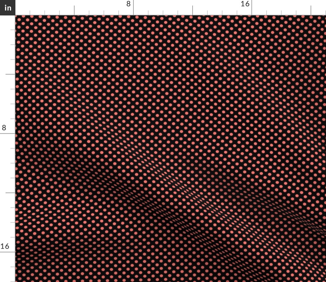 polka dot coral on black .5x.5