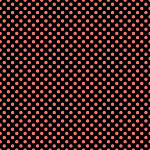 polka dot coral on black 1x1