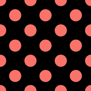polka dot coral on black 6x6