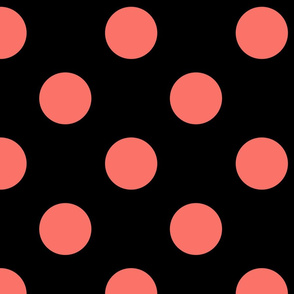 polka dot coral on black 8x8
