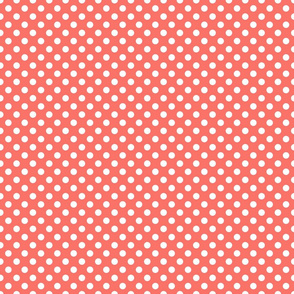 polka dot white on coral 1x1