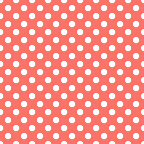 polka dot white on coral 2x2