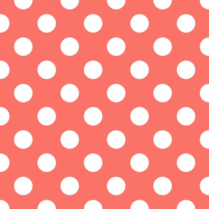 polka dot white on coral 4x4