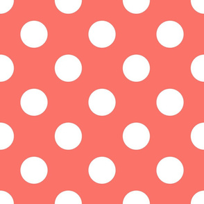 polka dot white on coral 6x6