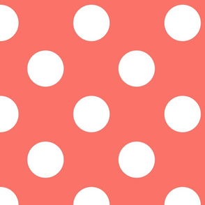 polka dot white on coral 8x8