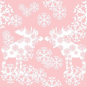 Scandinavian Pink snowflake moose