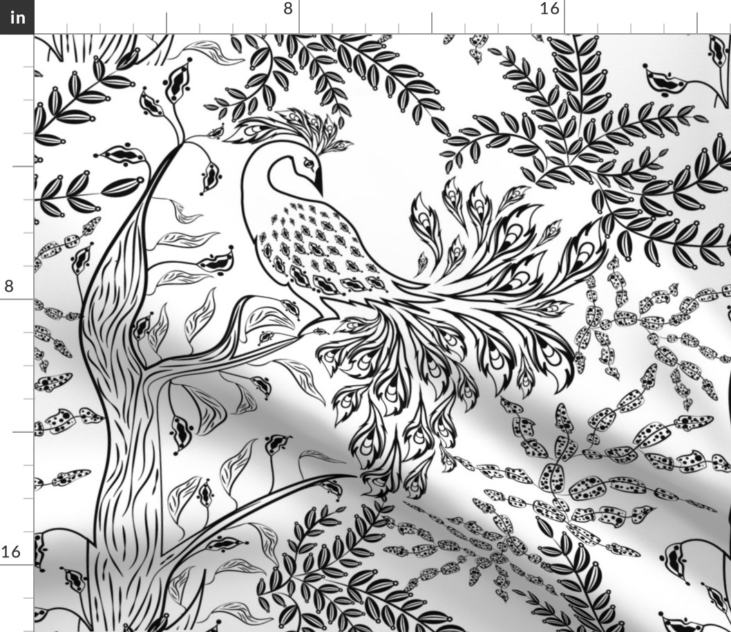 coloring Faity land seamless fantasy fairy bird leaves flowers pattern