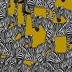 Zebras on Gold Mustard