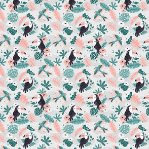 Tropical Toucans - SMALL - gray mint