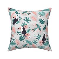 Tropical Toucans - BIG - gray mint