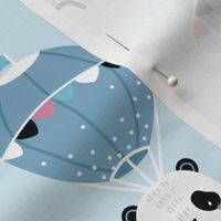 Playful pandas - BIG - blue pink