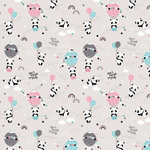 Playful pandas - SMALL - beige pink