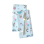 Playful pandas - SMALL - blue pink