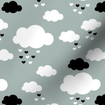 Sleep little baby night sky clouds Scandinavian nursery gray black monochrome