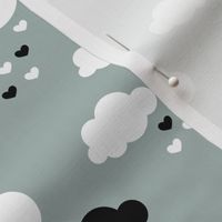 Sleep little baby night sky clouds Scandinavian nursery gray black monochrome