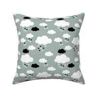 Sleep little baby night sky clouds Scandinavian nursery gray black monochrome