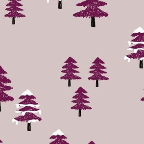 Sweet winter forest pine tree wonderland gender neutral maroon