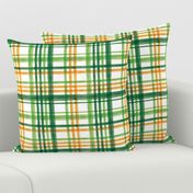 Irish Plaid - Watercolor with orange - St Patricks Day