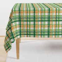 Irish Plaid - Watercolor with orange - St Patricks Day